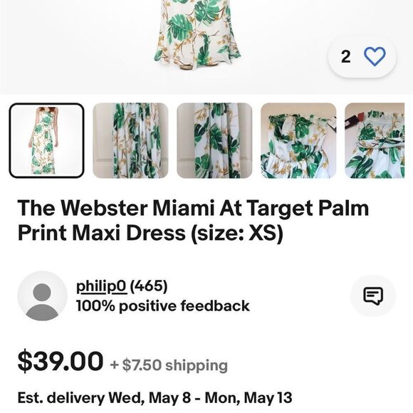 The Webster at Target Green and White Palm Print Strapless Maxi Dress size Small - Picture 16 of 16